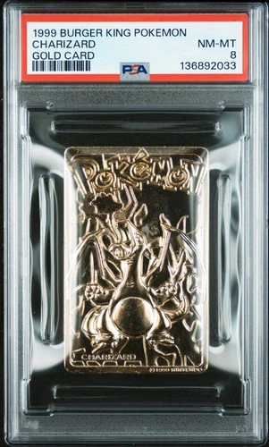 1999 BURGER KING POKEMON GOLD CARDS CHARIZARD PSA 8