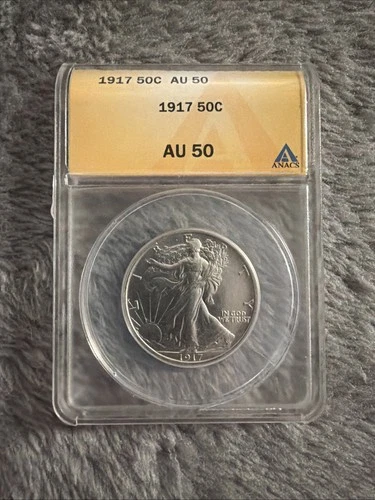 1917 Walking Liberty Half Dollar 50c Graded AU50