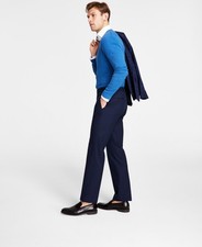 Michael Kors Mens Classic fit Dress Pants 42 / 30 Navy Blue Solid Stretch