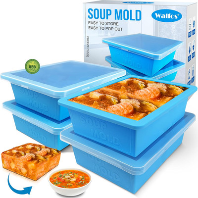 2Cup Silicone Freezing Tray with Lid - Easy Meal Prep Container and Kitchen Stor
