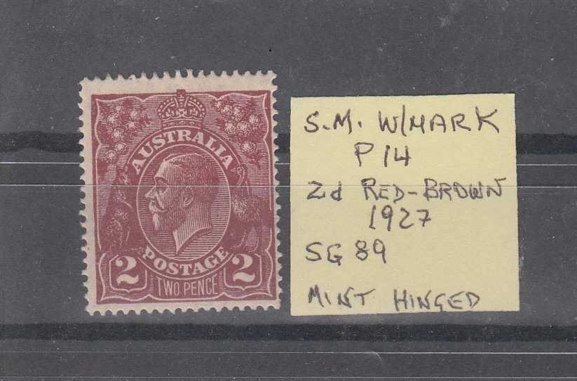 1927 KGV 2d Red-Brown Small Multiple W/mark Perf 14. MH. SG89