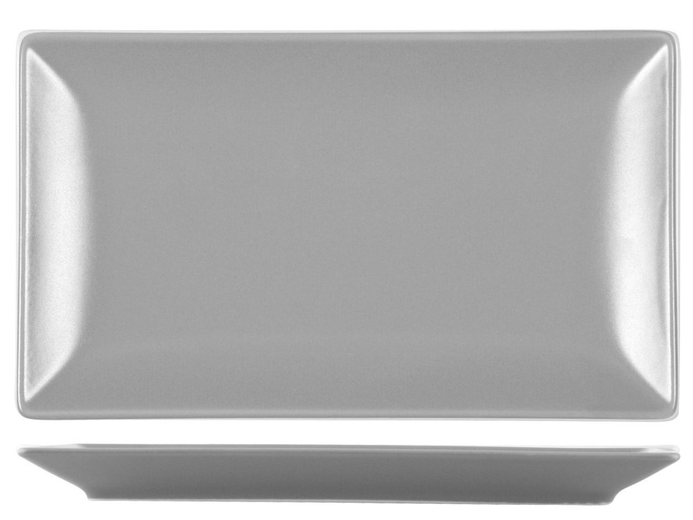 6 Boston Gray Rectangular Stoneware Plates 25x15 H&H