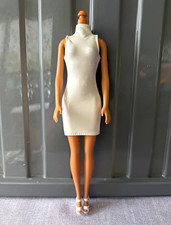 Barbie Doll Mirror Shine White PU Leather Dress & white straps Heels 2pc 