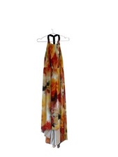 alice + olivia Multicolor Abstract Yellow Orange Halter Maxi Dress Size 6 EUC