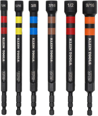 32940 SAE Magnetic Hollow Impact Nut Drivers Set, 6-Piece Color Coded Hollow Pow