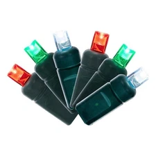 Vickerman Wide Angle LED Poly Bag Christmas Twinkle Light Set in Red/White/Green