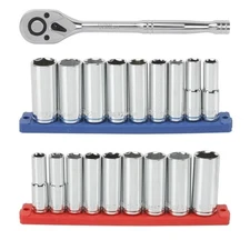 1/2-Inch Drive Ratchet and Deep Socket Set 21-Piece Tool Kit for Automotive