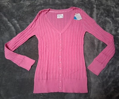NWT Justice Pink Sparkle Extra Long Sleeve Cardigan Button Down Juniors XXL - Image 1 of 4