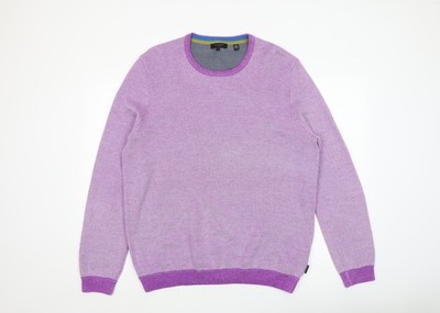 Ted Baker Herren lila Rundhals Strickpullover Größe 7XL