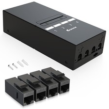 4 Port CAT6 Keystone Patch Panel Network Ethernet Termination Box EC Listed