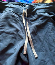 FIGS Women's Medical Scrub Pants L Blue Solid Knit Polyester Drawstring Waist