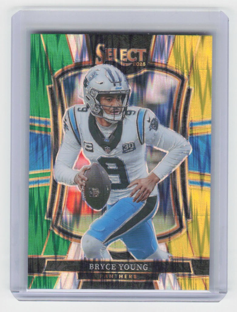 2025 Panini Select #145 Bryce Young Green and Yellow Prizm Shock