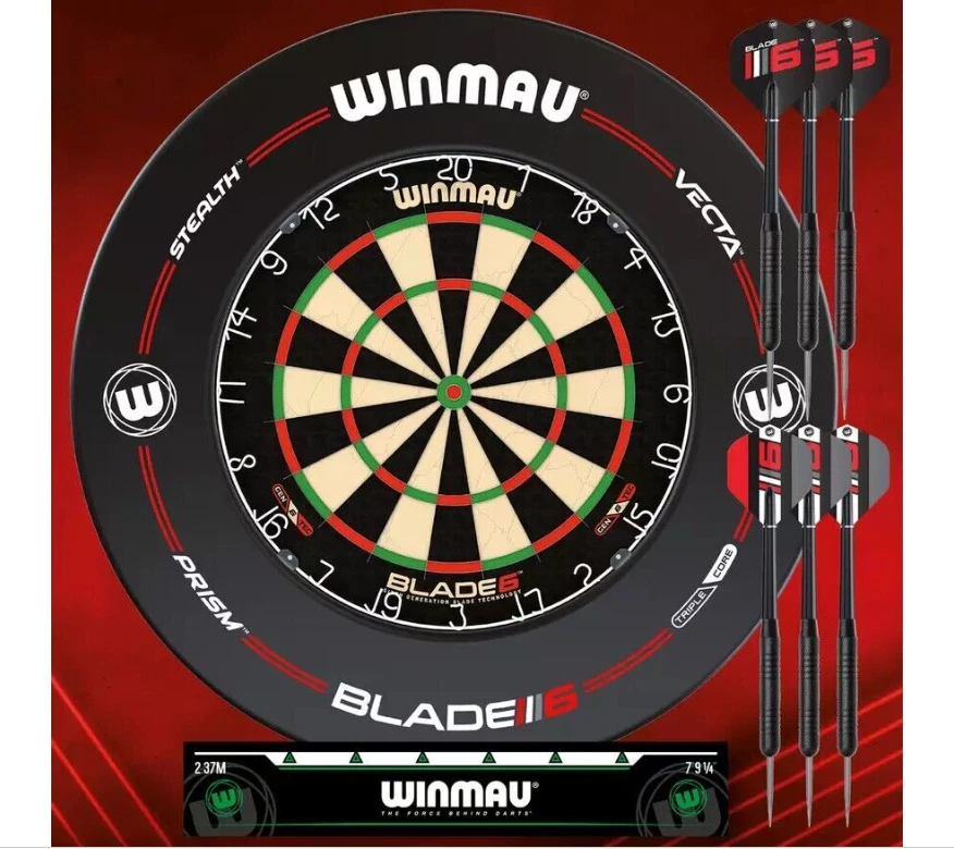 Winmau Blade 6 Professional Dartboard Game Surround Set with Darts and Oche - Image 3 of 4