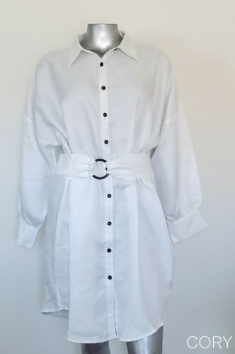 NWT WOMAN YISHALEIMAN BELTED SHIRT DRESS PLUS SIZE XXXL BUTTONS FRONT LONG SLEVE