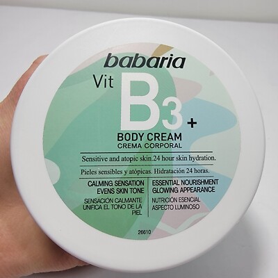 Babaria Vit B3+ Body Cream 100% Vegan 24 Hour Skin Hydration 400 ml Exp 10/27