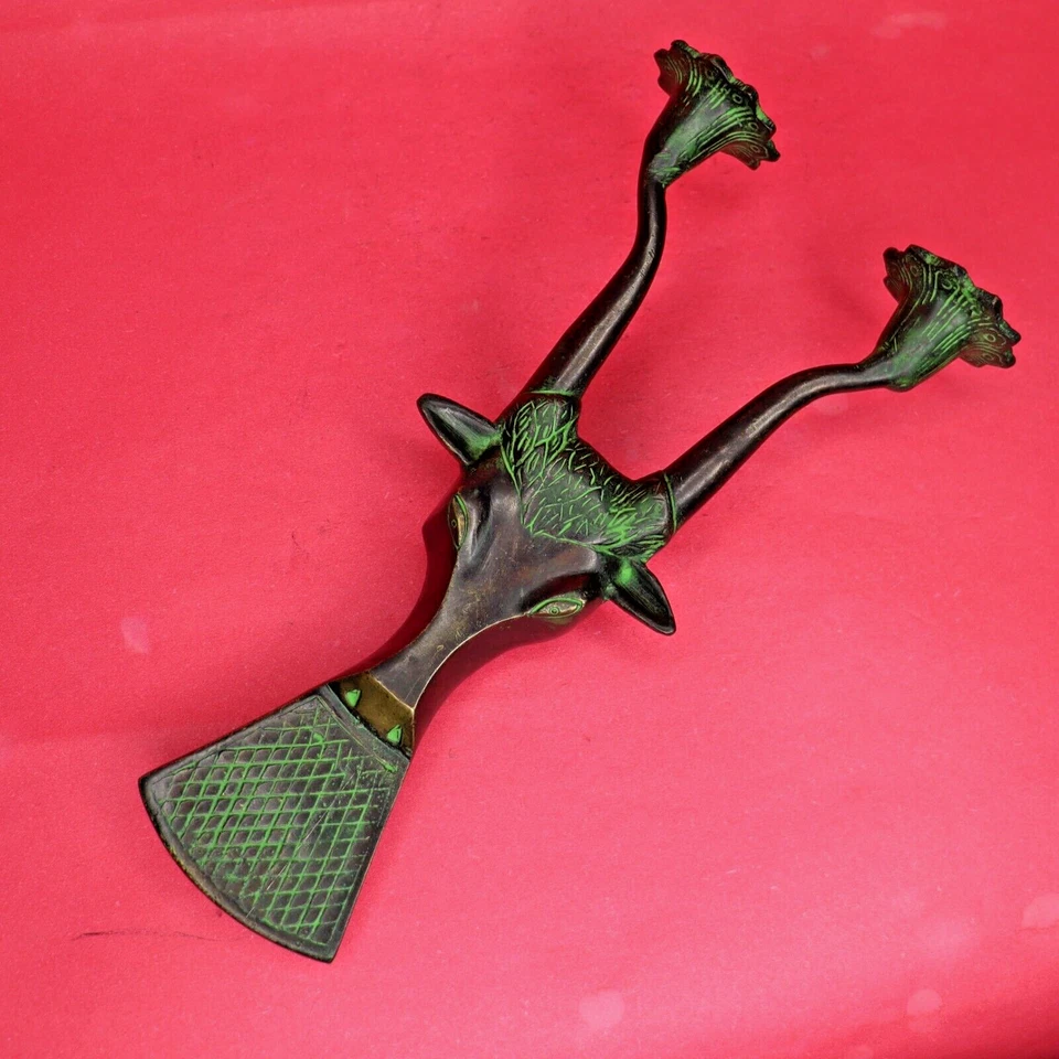 Candelabro con forma de cabeza de toro hecho a mano de latón hogar oficina decoración de pared estatuilla Foto 4 de 4