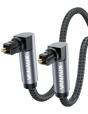 Double 90 Degree Optical Cable, 3.2ft SPDIF Audio Optical Cable, 360 Degree R...