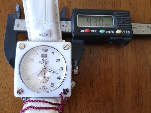 Oniss ON687-M Square Ceramic Sapphire Crystal Swiss Mvmt. New Battery 43mm - Picture 16 of 16
