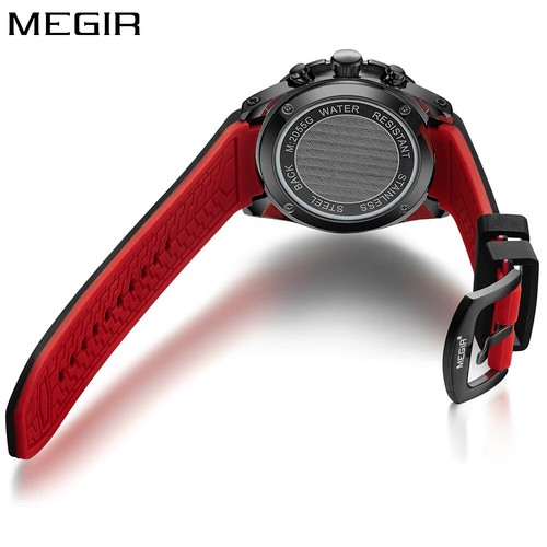 MEGIR Sport Men Watch Chronograph Quartz Wristwatch Silicone band Army Watches - Picture 10 of 13