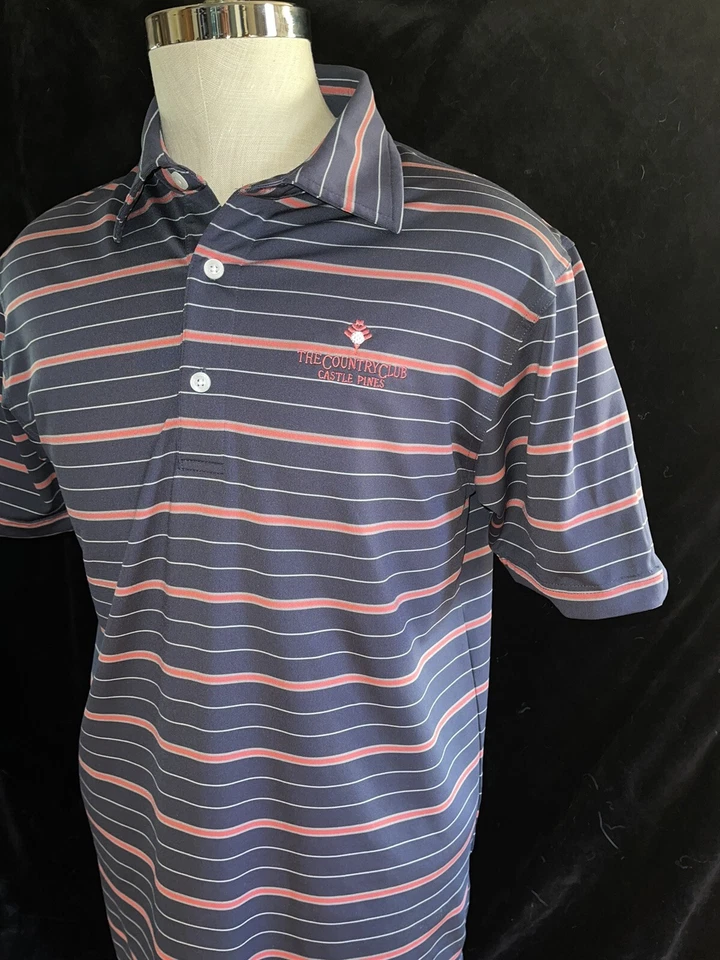 Dunning golf, men's polo, pink Stripes size S Country Club castle pines - Imagem 3 de 4