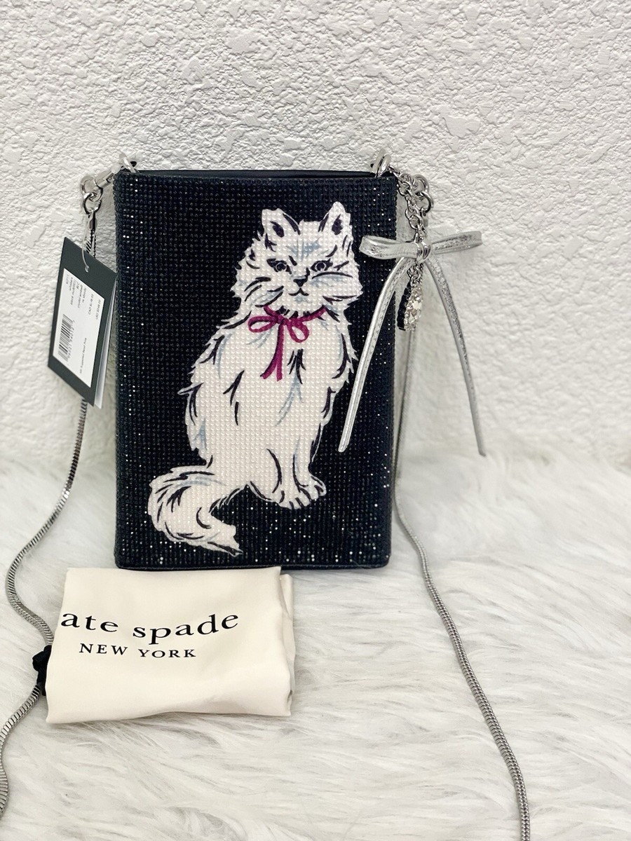 Kate Spade Whiskers Cat Crystal NS North South Crossbody Bag KI711