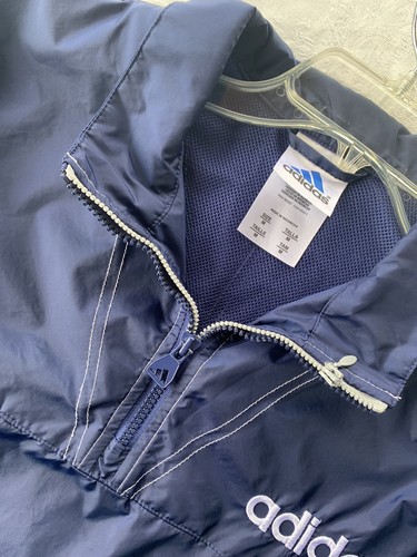 Adidas Boys Medium Jacket Blue Windbreaker 3 Stripes Logo 38” Waist M 10-12 - Picture 7 of 15