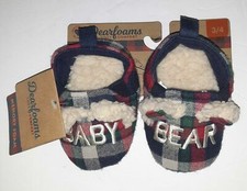 Baby Bear Back Slippers Plaid Infant 3/4,5/6 Holiday Christmas Limited Edition