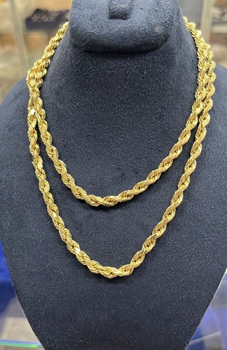 14K Yellow Gold Rope Chain Diamond Cut 