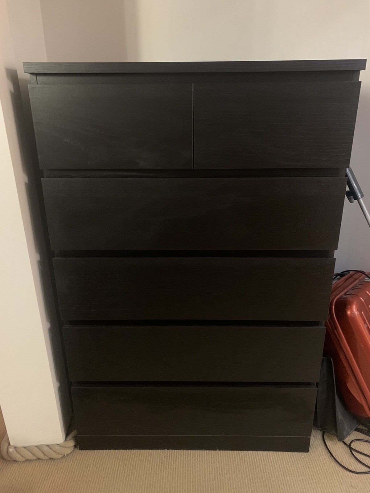 Ikea MALM Chest of 6 drawers, Black, 80x123 cm eBay