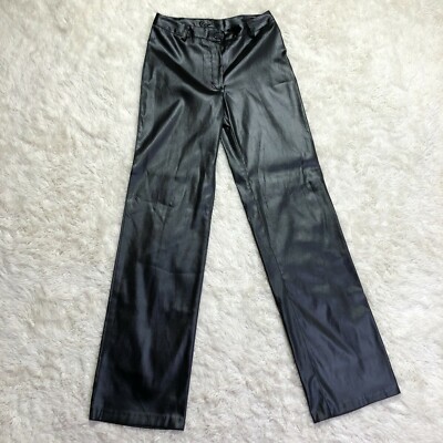 Forever 21 Small Shinny Black Straight Stretch Pants F0