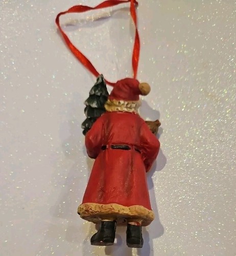 Vintage Keramik Weihnachtsschmuck Kugel Weihnachtsmann mit Baum + Teddybär Xmas - Bild 4 von 6