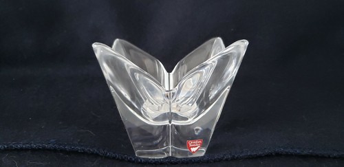 Orrefors Cristallo Loto Viola Ciotola Petalo Vetro Scandinavo - Foto 1 di 5