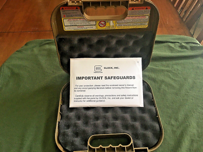 Glock 19X FDE TAN Factory Clam Shell Hard Pistol Case W/ Manual