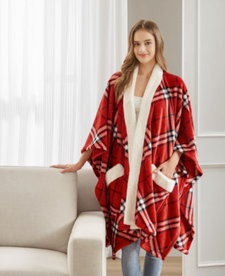 Charter Club Cozy Plush Wrap Winter Plaid Santa Fe Style