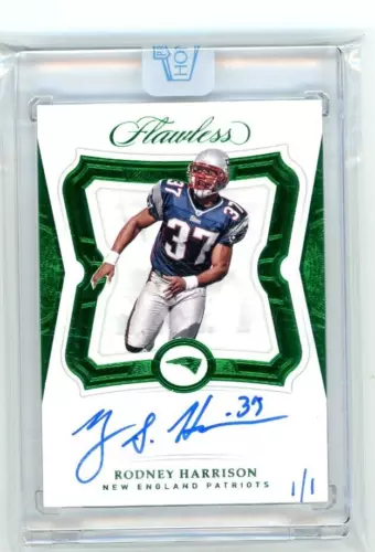 2022 Panini Honors 2018 Emerald Flawless Autograph Rodney Harrison 1/1