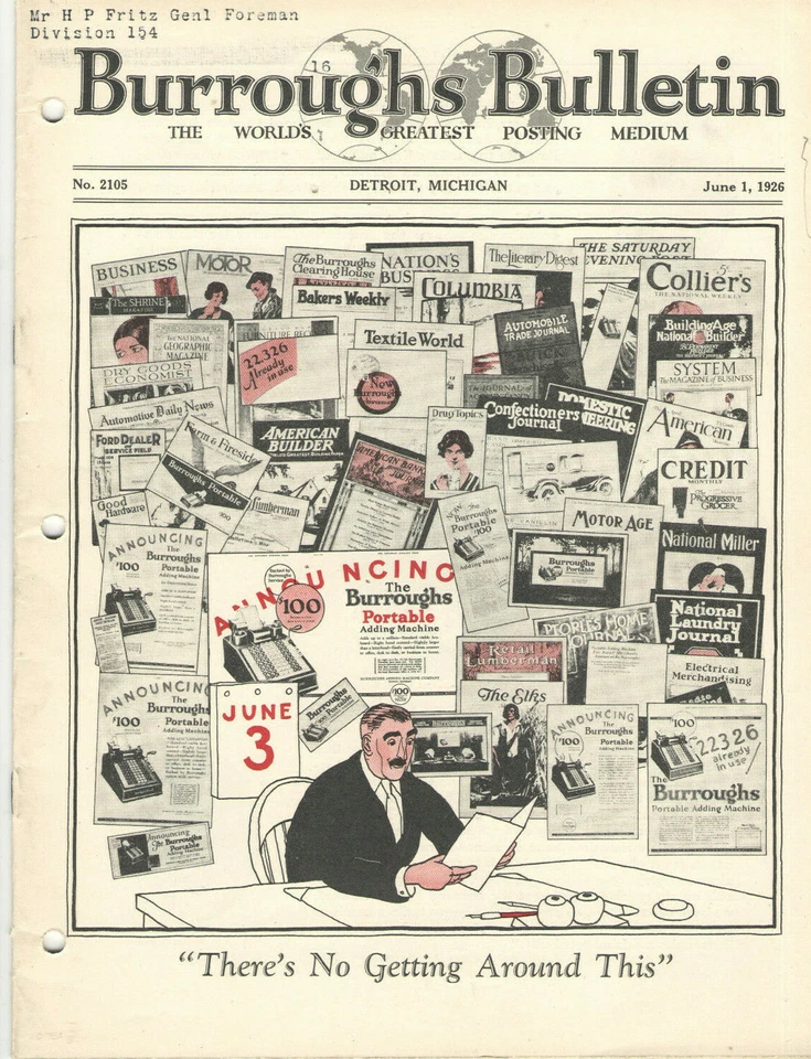 VINTAGE 1926 BURROUGHS ADDING MACHINE CO ADVERTISING MAGAZINE! NEW PORTABLE $100 - Image 2 of 4