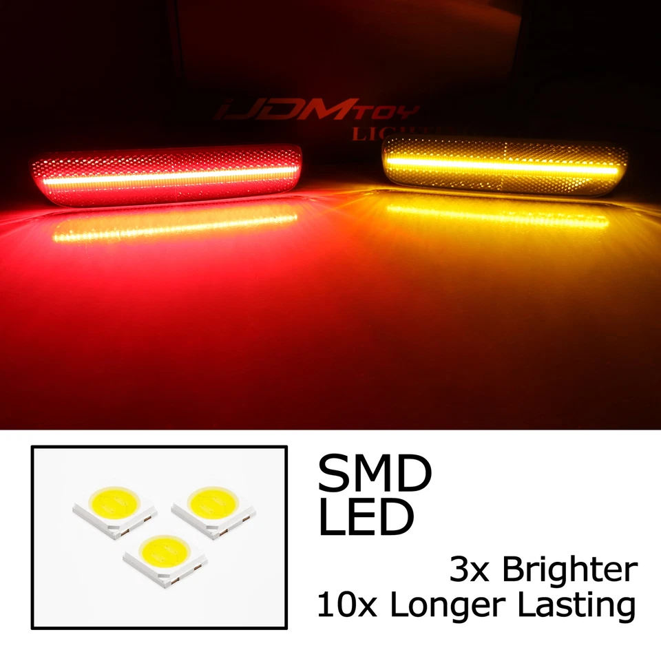 Smoked Lens Amber/Red Full LED Front/Rear Side Markers For Lexus 1999-2003 RX300 - image 3 of 4