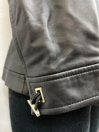 Escada Damen Lederjacke schwarz Lammnappa mit goldenen Beschlägen Größe 38 - Bild 6 von 9