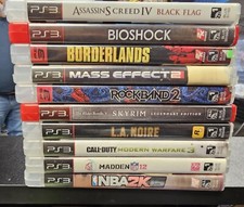 Playstation 3 PS3 Game Lot x10 Black Flag Skyrim Legendary LA Noire Mass Effect