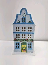 Wondershop Christmas Putz House Ornament Cardboard Glitter Blue 5"