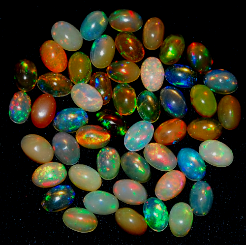 Opale Etiope Blu Nero Naturale Di Prima Qualità, Arcobaleno, Fuoco - Foto 11