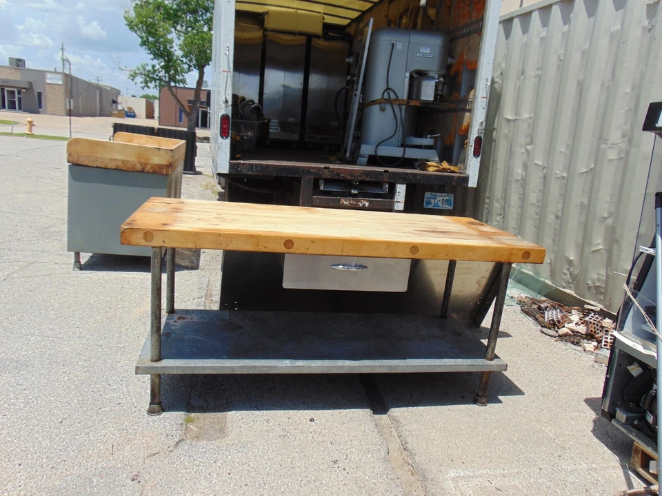 Mesa de estación de trabajo de acero inoxidable isla bloque chef industrial de colección 72x30 Foto 4 de 4