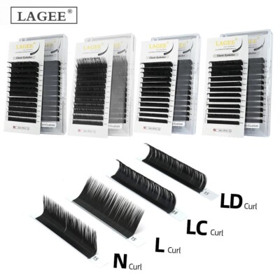 LAGEE L/N/LC/LD/M Curl Falsche Wimpernverlängerung Faux Nerz Matt Schwarz 7-15mm Mix