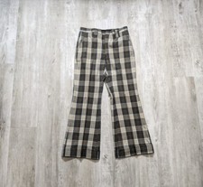 VTG 60s 70s Bell Bottom Flare Leg POLYESTER Plaid Disco Mod Men's Size 31 Waist