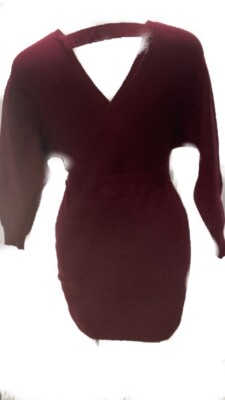 No Name Womens S Burgundy Wrap V Neck Ribbed Sweater Dress Batwing Long Sleeve | eBay No Name Womens S Burgundy Wrap V Neck Ribbed Sweater Dress Batwing Long Sleeve | eBay