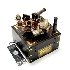 Astrolabe Ship's Instruments J. Scott London-Brass  Sextant with Wooden Box