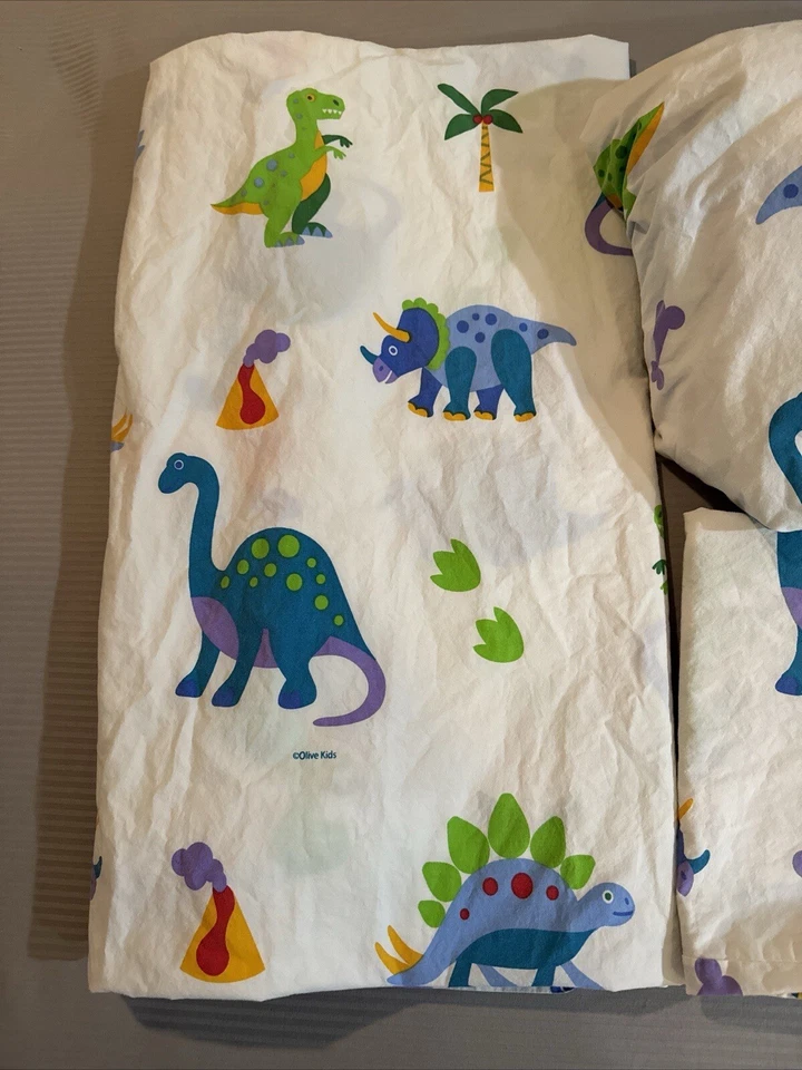 恐龙土地幼儿床单套装枕套,贴合和平面 100% 棉野皮 — 第 3/4 张图片