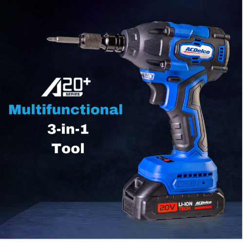 ACDelco Power Tool Combo Kit with 2 Batteries Cordless Drill Impact Driver Tool