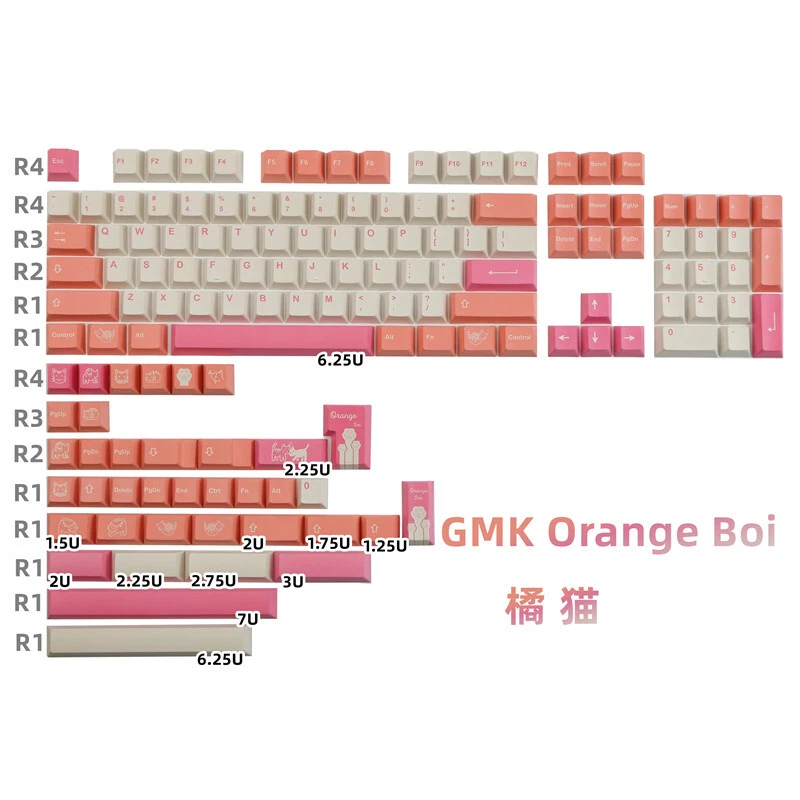 Orange Boi Keycap PBT Cherry Profile 140key/Set fox MX Keyboard GMK Copy Ver. - Image 2 of 4