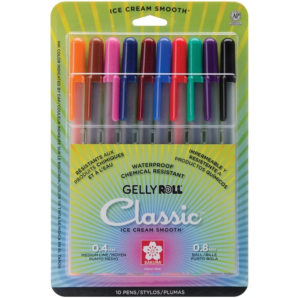 Sakura Ice Cream Smooth Classic Gelly Roll Pens 10 Ct New In Pack